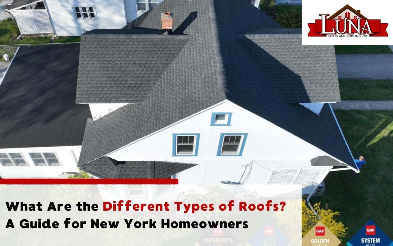 Illustration showing various roof shapes on homes