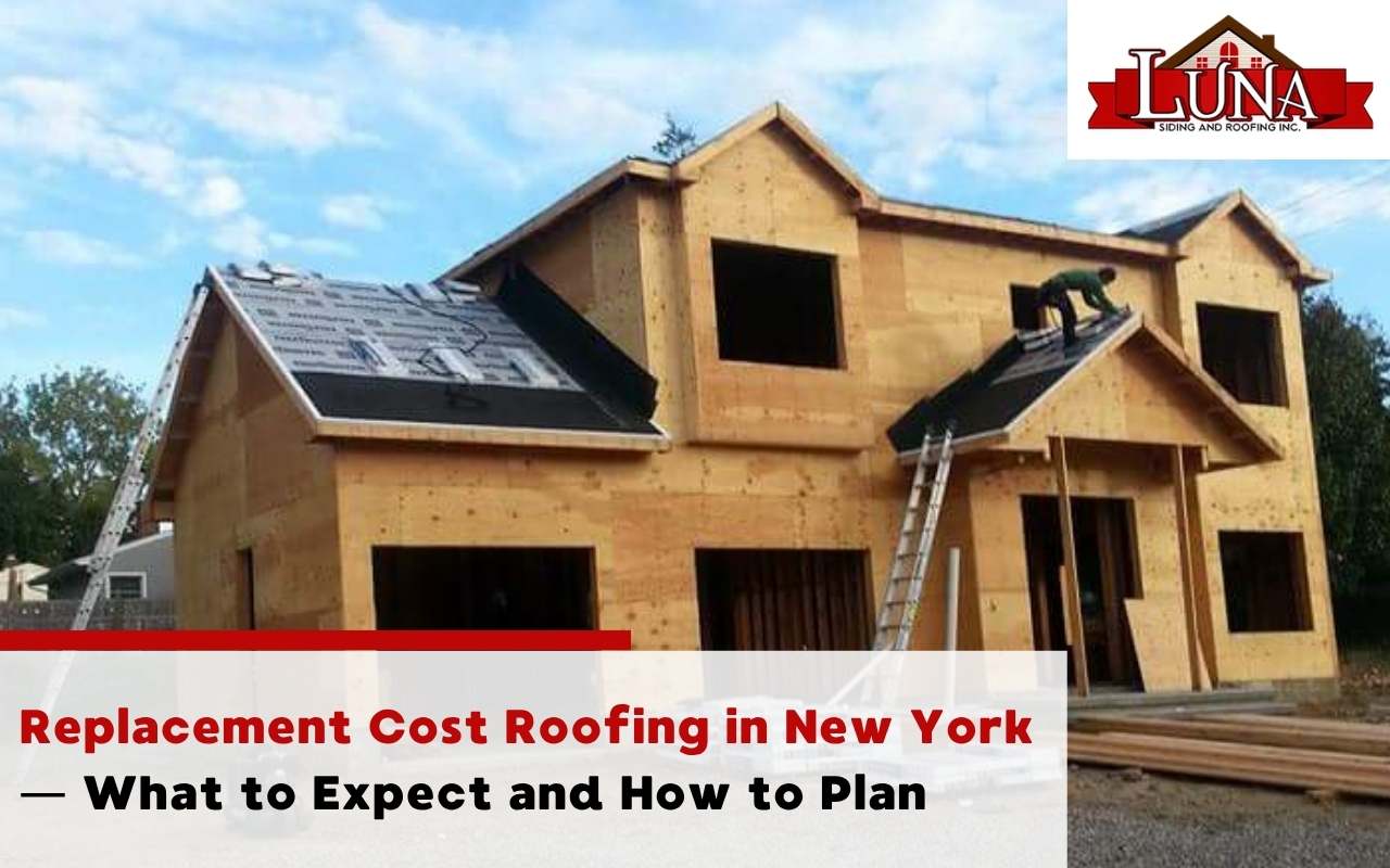 Contractor discussing roofing estimate with homeowner in New York