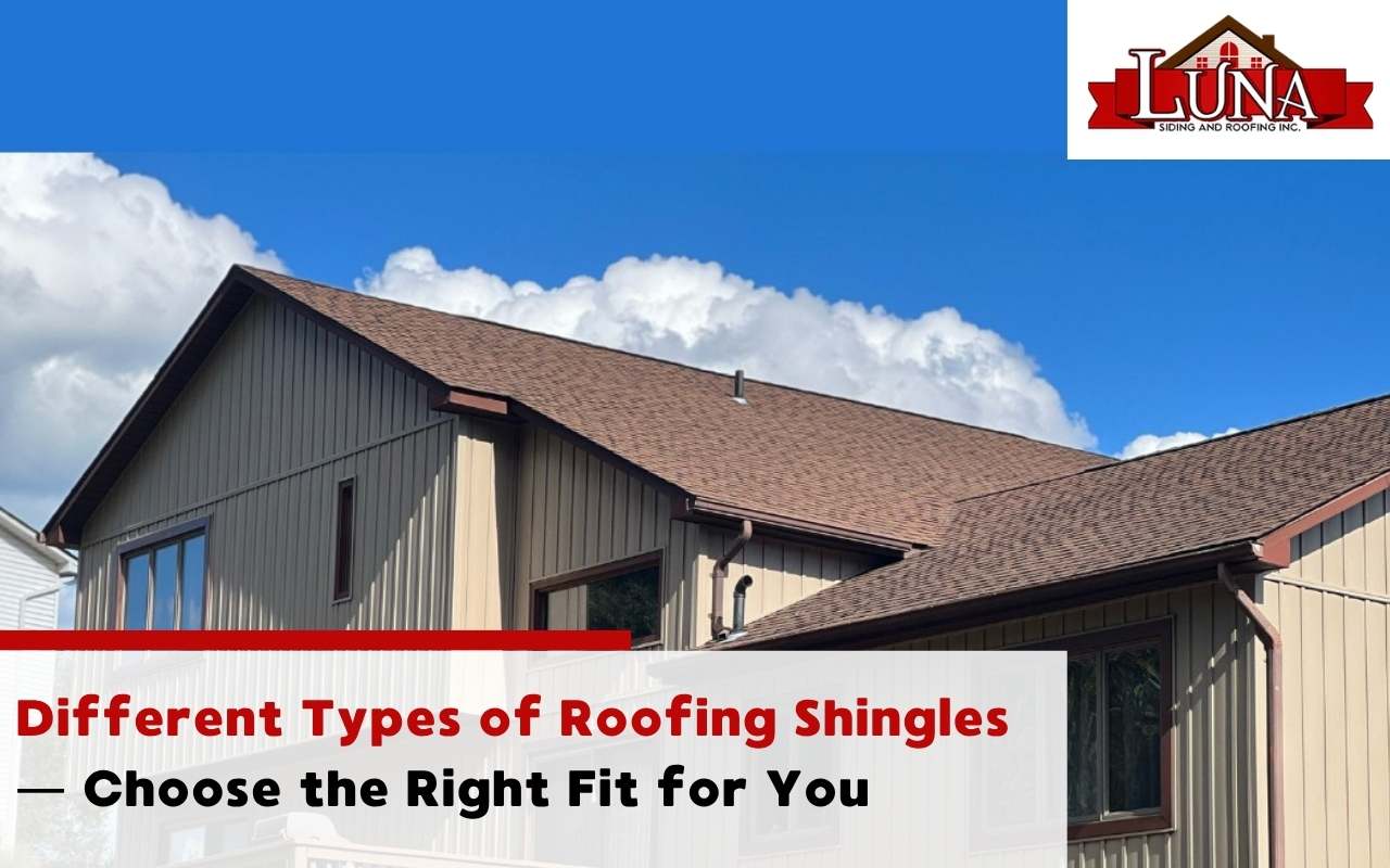 Infographic comparing lifespan, cost, and appearance of shingle types