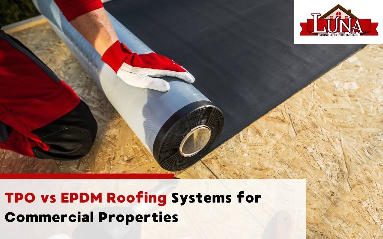 Roll of EPDM rubber membrane ready for flat roof application