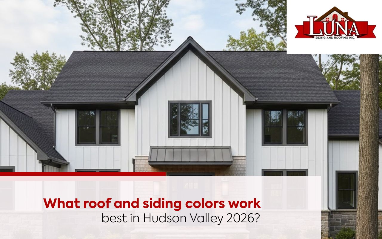 Front exterior showing Roof & Siding Color Combos in Hudson Valley 2026 on a modern home